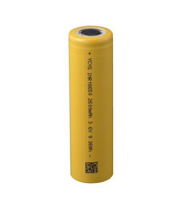 باتری قابل شارژ لیتیوم یون 3.6v-2600mAh سایز 18650 زرد