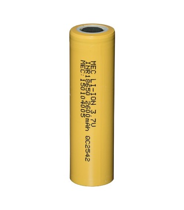 باتری قابل شارژ لیتیوم یون 3.6v-2600mAh سایز 18650 زرد